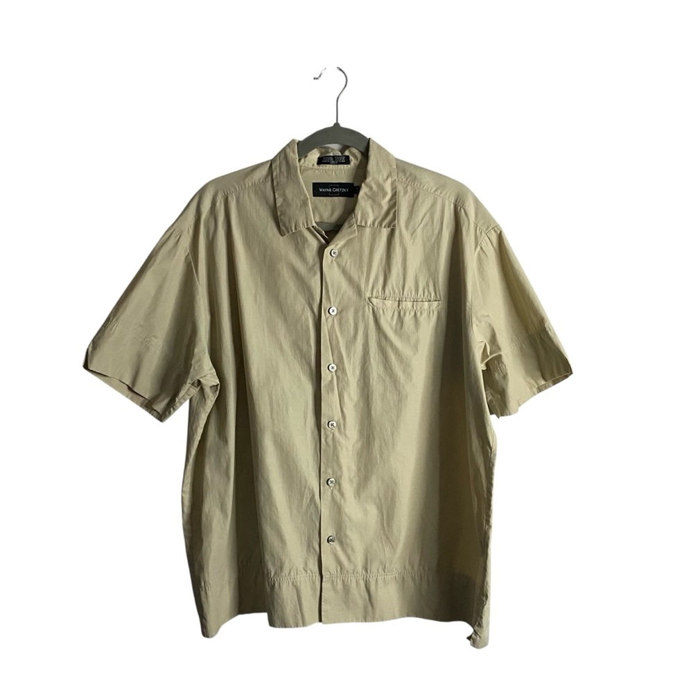 Wayne Gretzky Men's Tan Khaki Short Sleeve Button Down Shirt